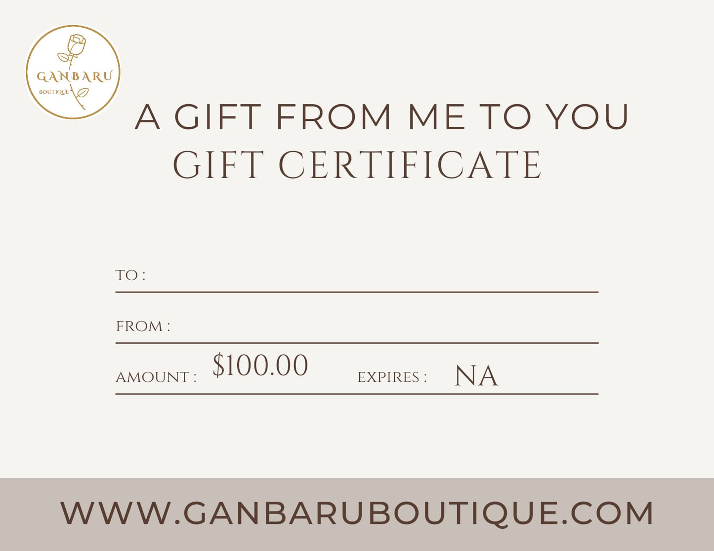 A. Certificado de Regalo de Ganbaru Boutique