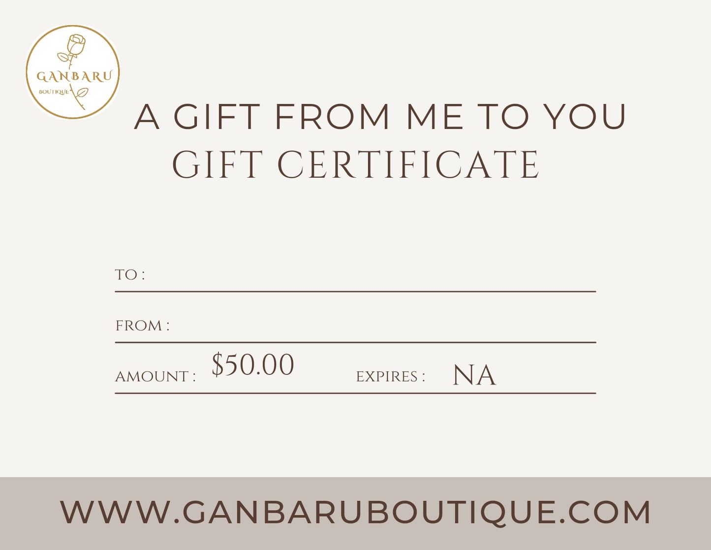 A. Certificado de Regalo de Ganbaru Boutique